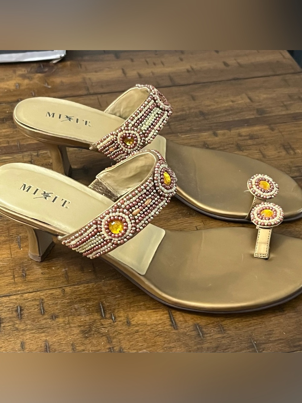 Mix It Beaded Heeled Sandals Size 8 1/2